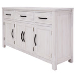 Buffet Table 158Cm 4 Door 3 Drawer Solid Mt Ash Timber Wood - White