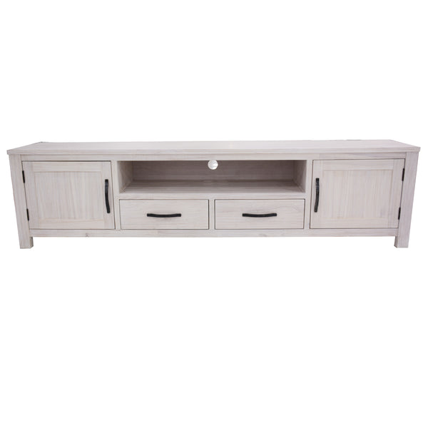  Entertainment Tv Unit 216Cm 2 Drawer 2 Door Mt Ash Wood - White