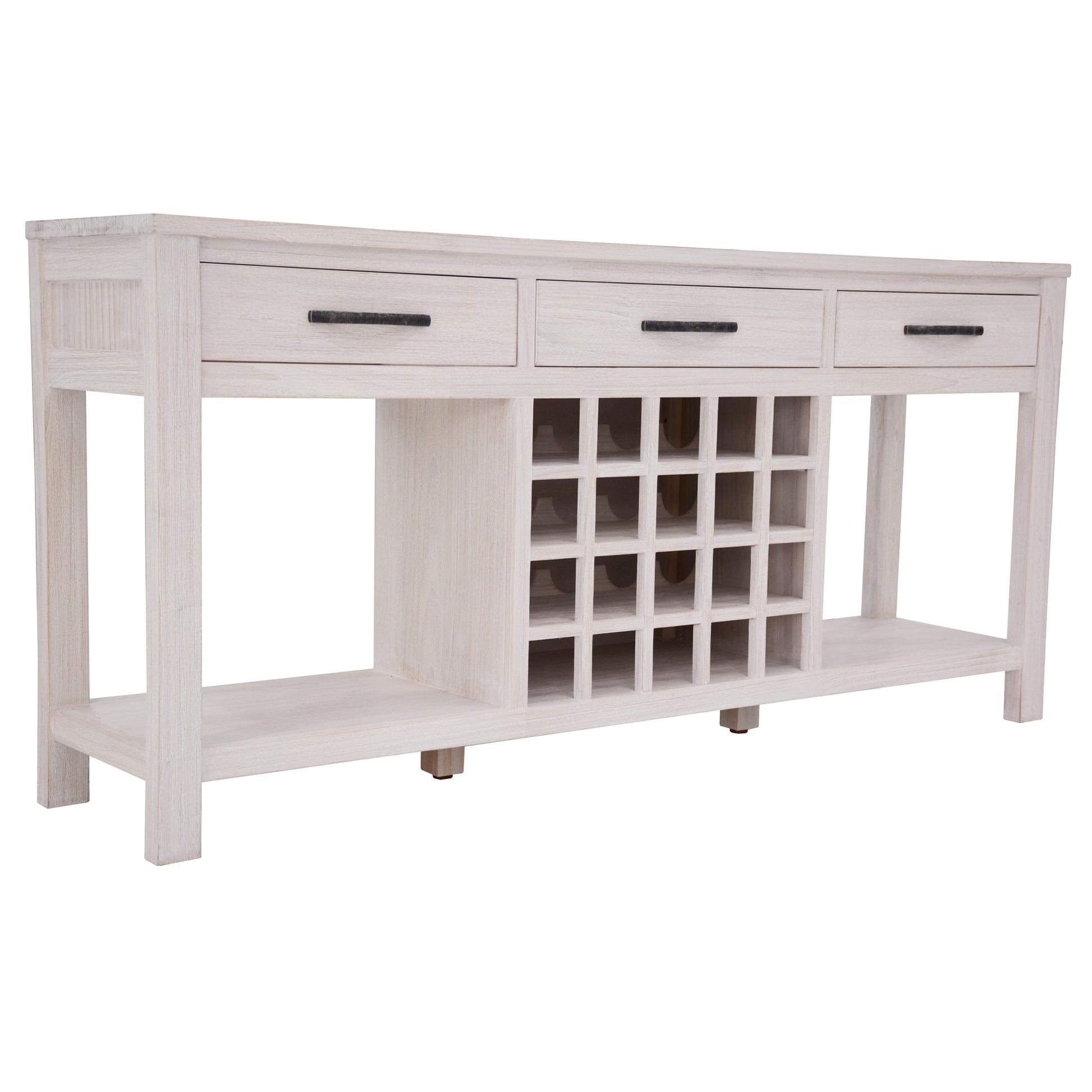 Sideboard Buffet Wine Cabinet Bar Bottle Wooden Storage Rack - White