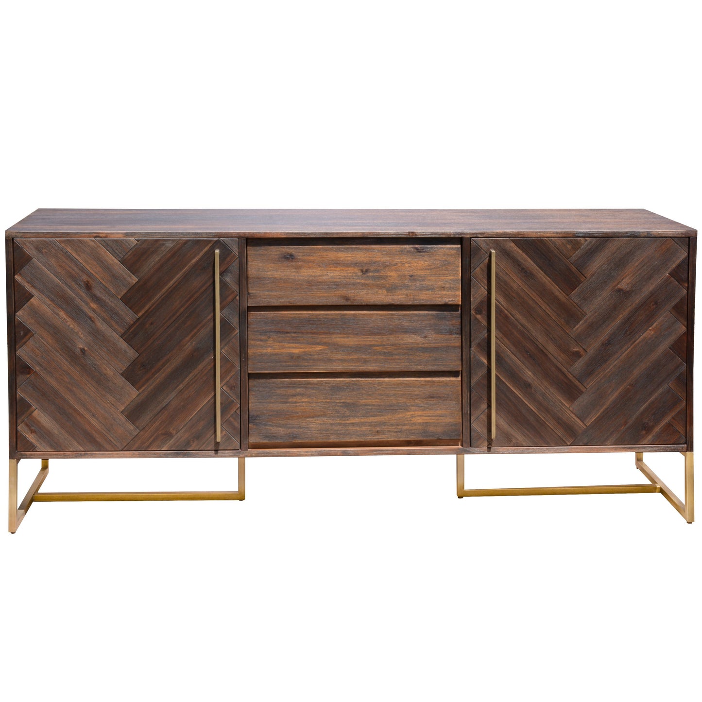 Buffet Table 180Cm 2 Door 3 Drawer Solid Acacia Timber Wood - Brown