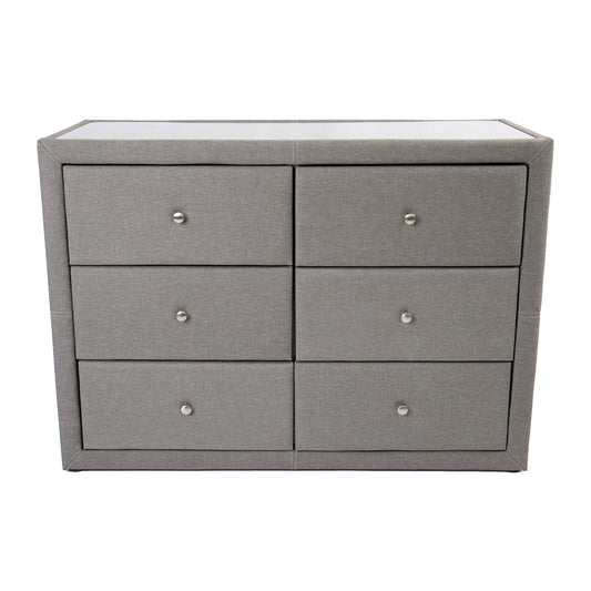 Dresser 6 Chest Of Drawers Bedroom Storage Cabinet - Light Grey