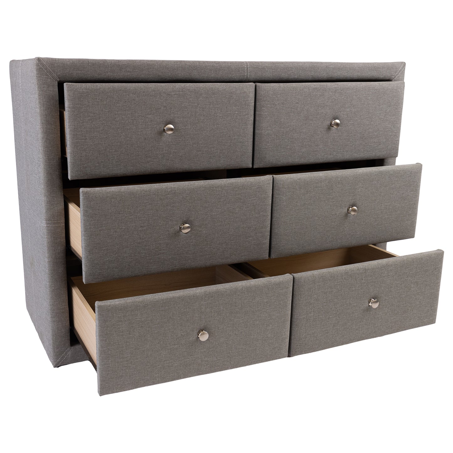 Dresser 6 Chest Of Drawers Bedroom Storage Cabinet - Light Grey