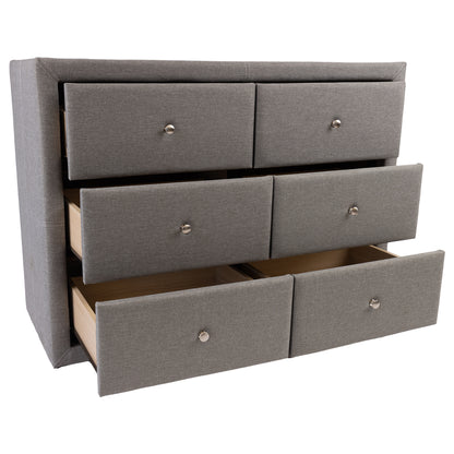 Dresser 6 Chest Of Drawers Bedroom Storage Cabinet - Light Grey
