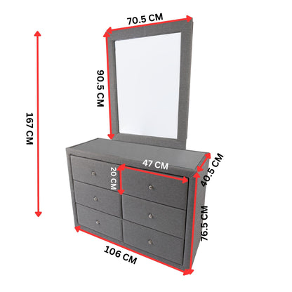 Dresser Mirror For Vanity Dressing Table - Light Grey