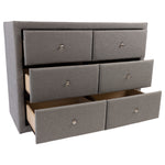 Dresser Mirror 6 Chest Of Drawers Bedroom Storage Cabinet - Light Grey