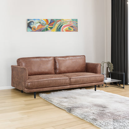 2 Seater Sofa Fabric Uplholstered Lounge Couch Brown