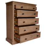 Tallboy 5 Chest Of Drawers Bed Storage Cabinet Stand - Natural