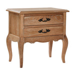 Bedside Table 2 Drawers Storage Cabinet Shelf Side End Tables Oak