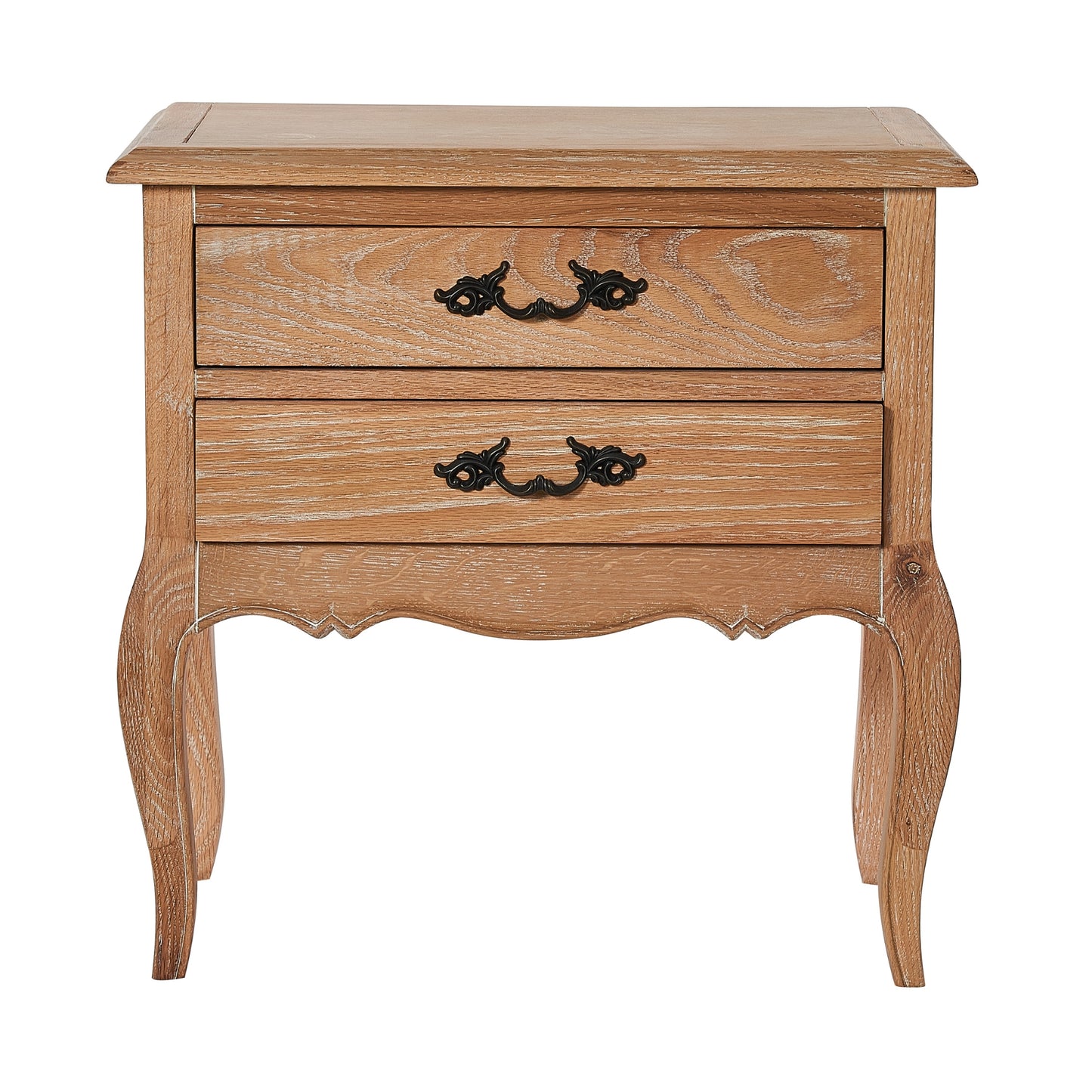 Bedside Table 2 Drawers Storage Cabinet Shelf Side End Tables Oak