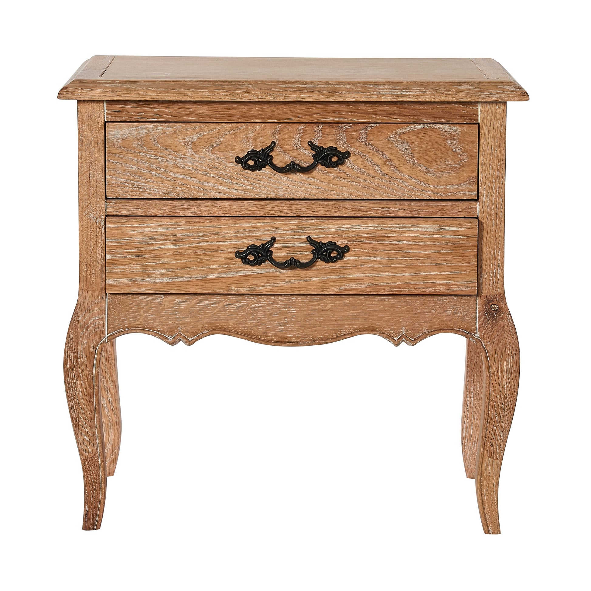 Bedside Table 2 Drawers Storage Cabinet Shelf Side End Tables Oak