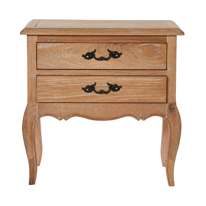 Bedside Table 2 Drawers Storage Cabinet Shelf Side End Tables Oak