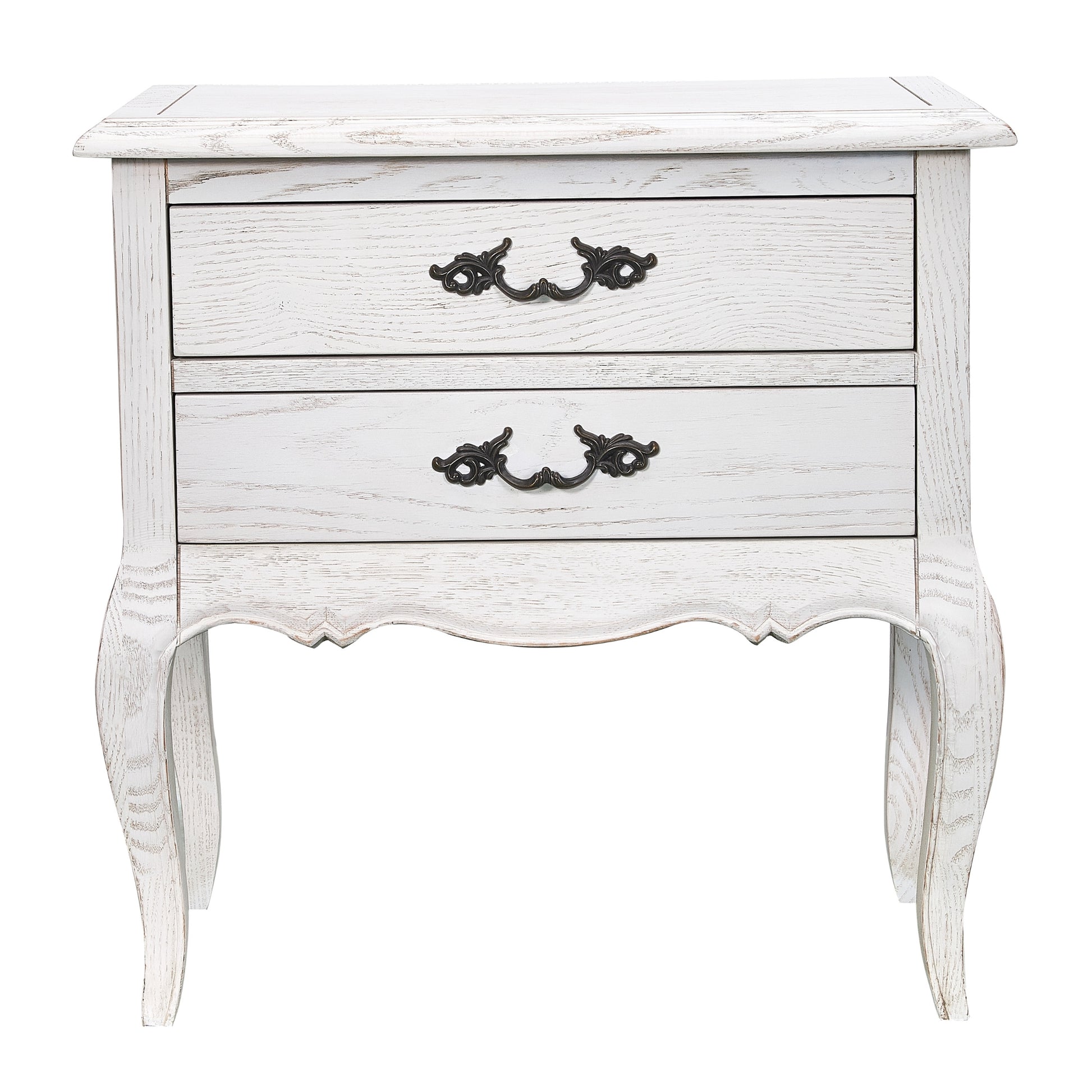 Bedside Table 2 Drawers Storage Cabinet Side End Tables Distressed White