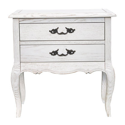 Bedside Table 2 Drawers Storage Cabinet Side End Tables Distressed White