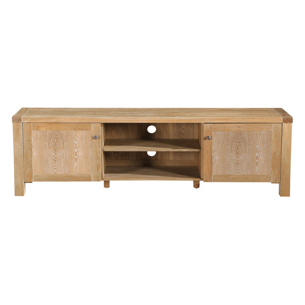  180Cm Entertainment Tv Unit Timber Wood 2 Door Natural