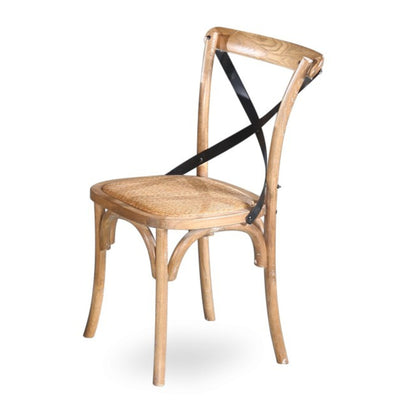 Dining Chair X-Back Birch Timber Wood Woven Seat Natural