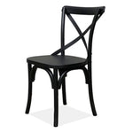 Dining Chair X-Back Solid Timber Wood Seat Black