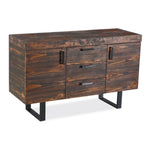 150Cm Buffet Table Cabinet Solid Pine Wood 3 Drawer 2 Door Black