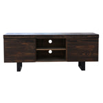 160Cm Entertainment Tv Unit Solid Pine Wood 2 Door Black