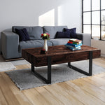 120Cm Coffee Table With Metal Leg Pine Wood Top Black