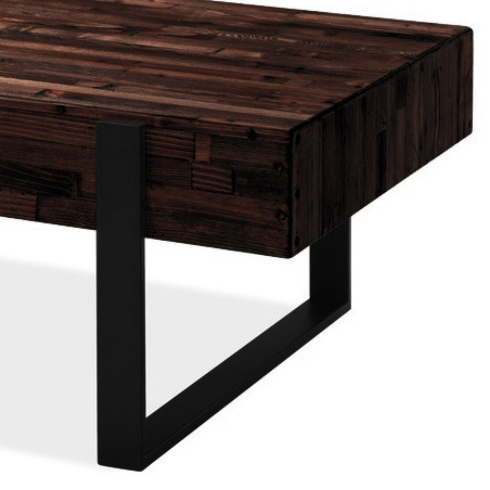 120Cm Coffee Table With Metal Leg Pine Wood Top Black