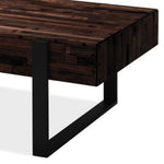 120Cm Coffee Table With Metal Leg Pine Wood Top Black