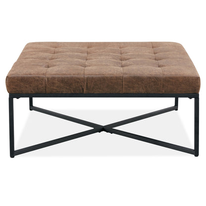Fabric Square/Round Ottoman Footstool Bench Brown