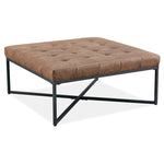 Fabric Square/Round Ottoman Footstool Bench Brown