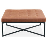 Fabric Square/Round Ottoman Footstool Bench Brown