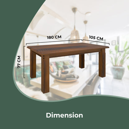 Dining Table 180Cm Solid Pine Wood Home Dinner Furniture - Dark Brown