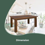 Dining Table 180Cm Solid Pine Wood Home Dinner Furniture - Dark Brown