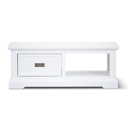 Coffee Table 120Cm Solid Acacia Timber Wood Coastal Furniture - White