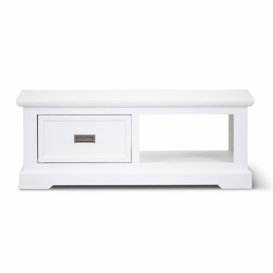 Coffee Table 120Cm Solid Acacia Timber Wood Coastal Furniture - White