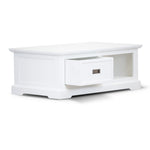 Coffee Table 120Cm Solid Acacia Timber Wood Coastal Furniture - White