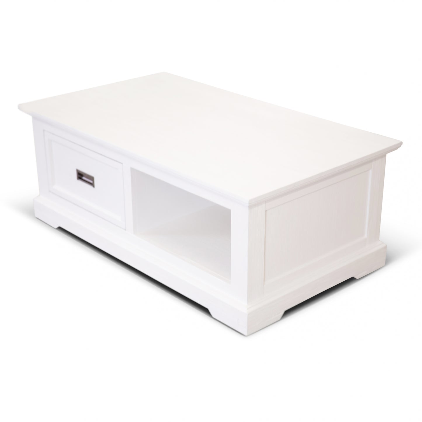 Coffee Table 120Cm Solid Acacia Timber Wood Coastal Furniture - White