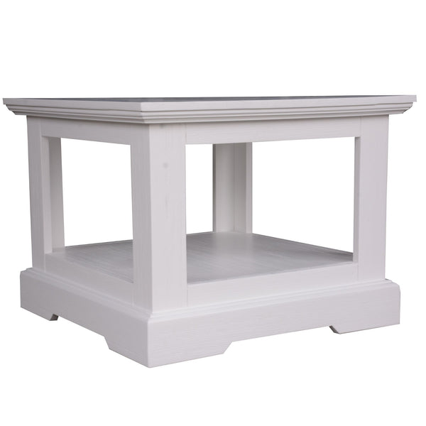  Lamp Side Table 60Cm Solid Acacia Timber Wood Coastal Furniture - White