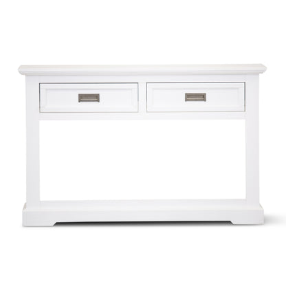 Console Hallway Entry Table 125Cm Solid Acacia Timber Wood Coastal -White