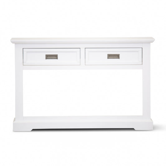 Console Hallway Entry Table 125Cm Solid Acacia Timber Wood Coastal -White