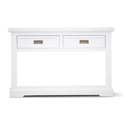 Console Hallway Entry Table 125Cm Solid Acacia Timber Wood Coastal -White