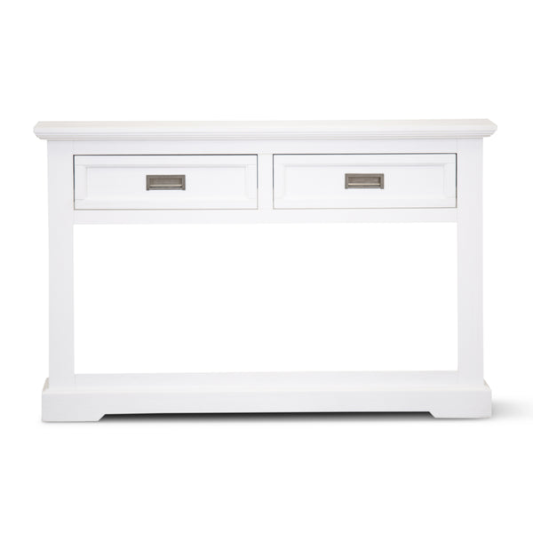  Console Hallway Entry Table 125Cm Solid Acacia Timber Wood Coastal -White