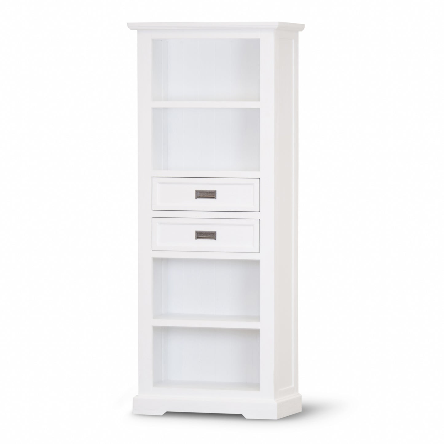 Bookshelf Bookcase 4 Tier Solid Acacia Wood Coastal Furniture - White
