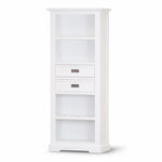 Bookshelf Bookcase 4 Tier Solid Acacia Wood Coastal Furniture - White