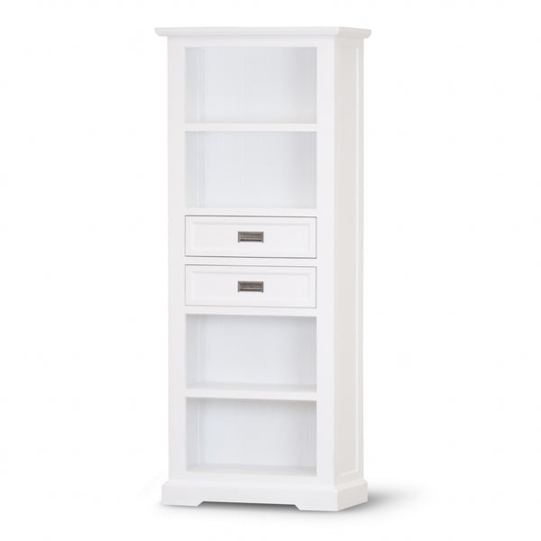  Bookshelf Bookcase 4 Tier Solid Acacia Wood Coastal Furniture - White