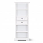 Bookshelf Bookcase 4 Tier Solid Acacia Wood Coastal Furniture - White