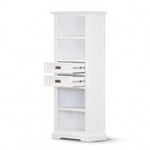 Bookshelf Bookcase 4 Tier Solid Acacia Wood Coastal Furniture - White