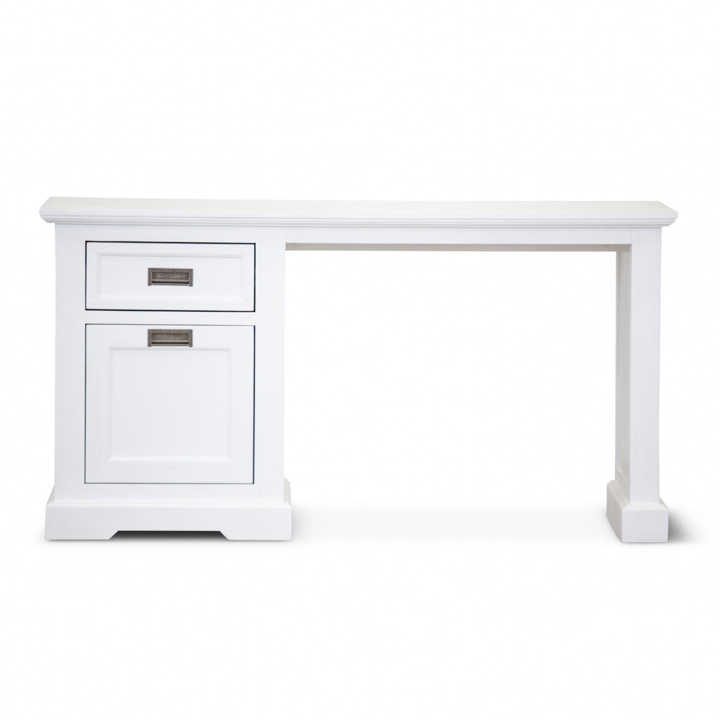 Study Computer Desk 150Cm Office Executive Table Solid Acacia Wood -White