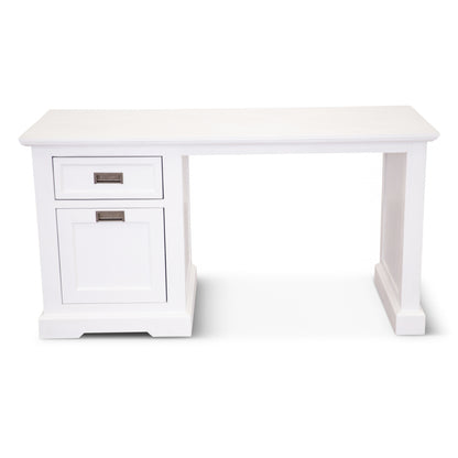 Study Computer Desk 150Cm Office Executive Table Solid Acacia Wood -White