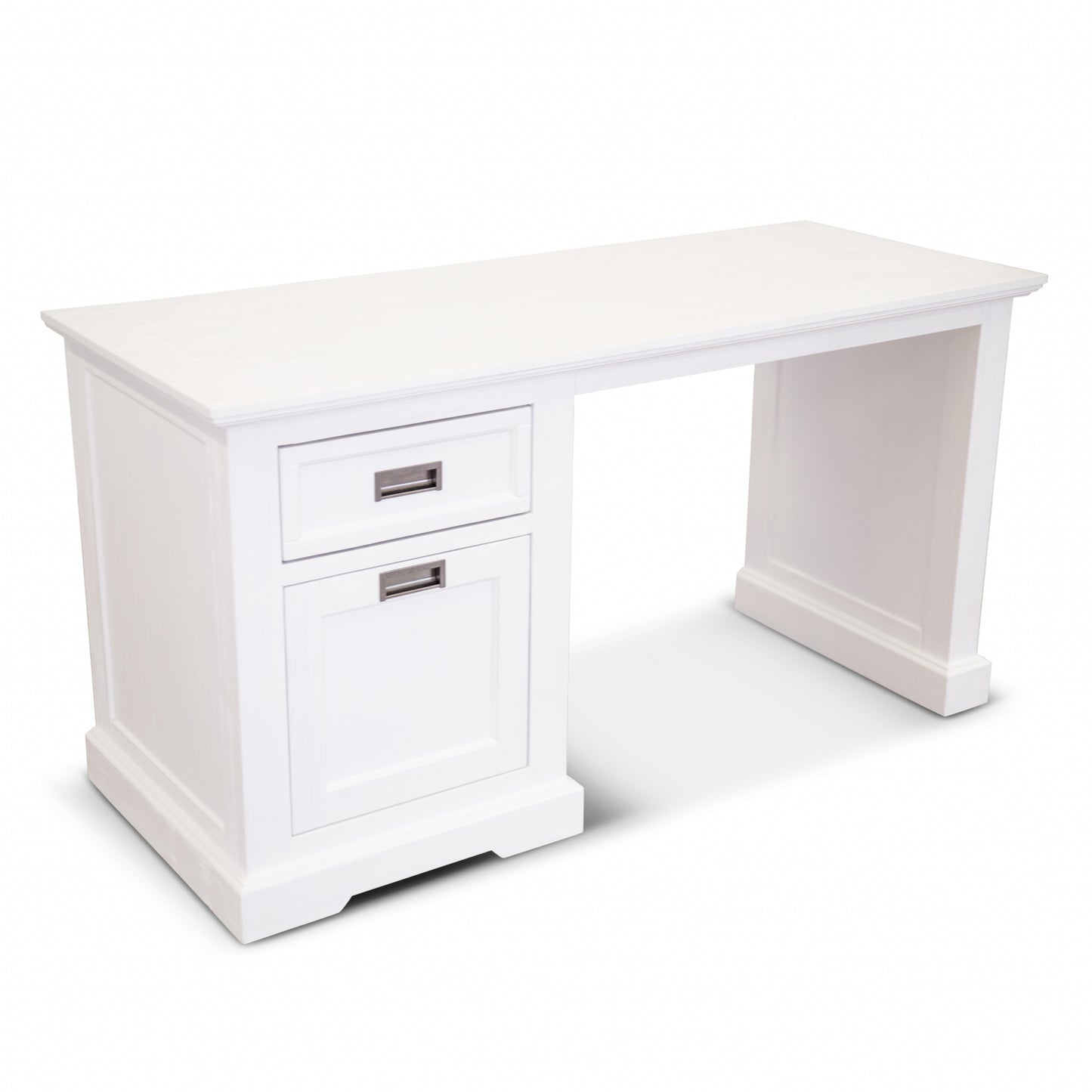 Study Computer Desk 150Cm Office Executive Table Solid Acacia Wood -White