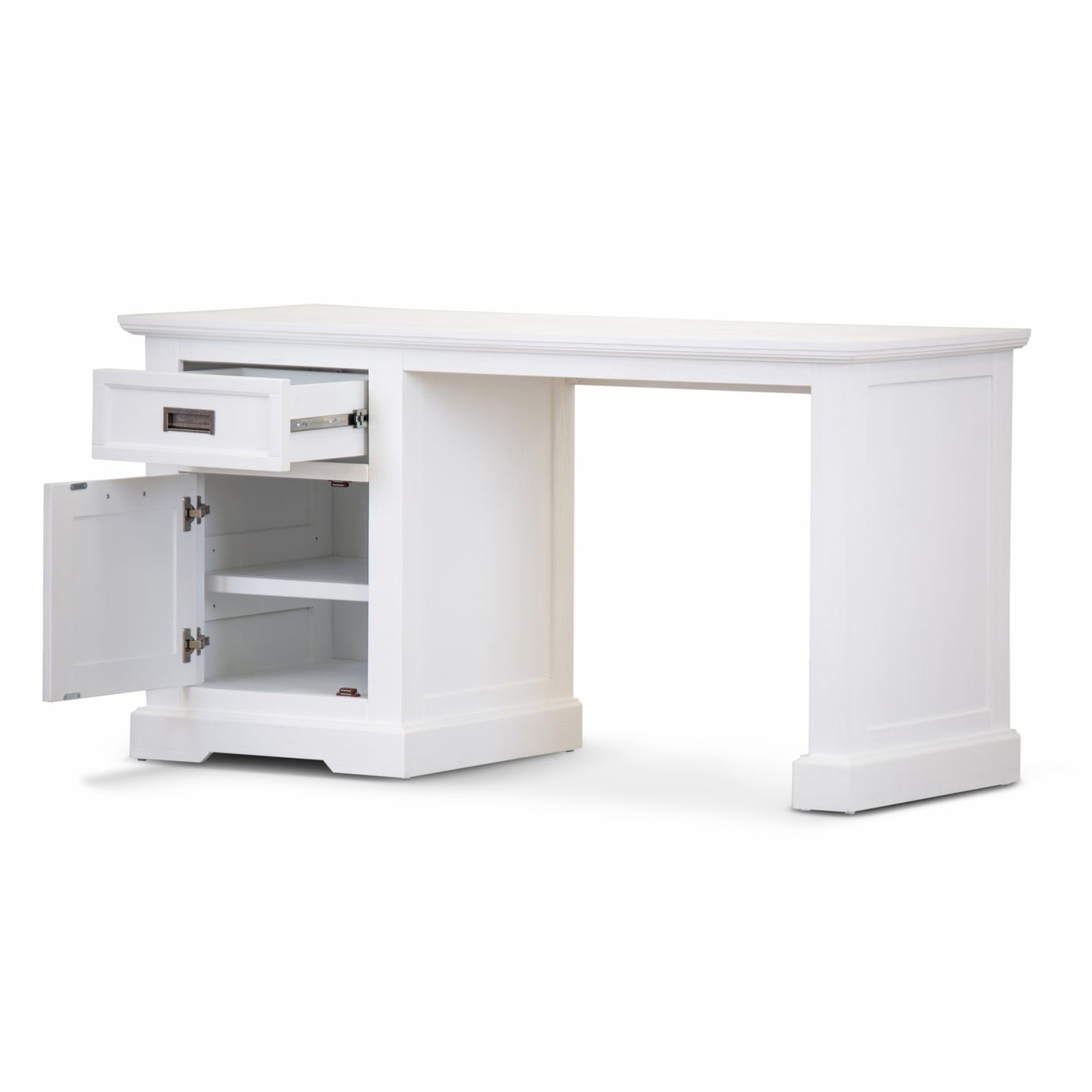 Study Computer Desk 150Cm Office Executive Table Solid Acacia Wood -White