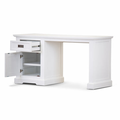 Study Computer Desk 150Cm Office Executive Table Solid Acacia Wood -White