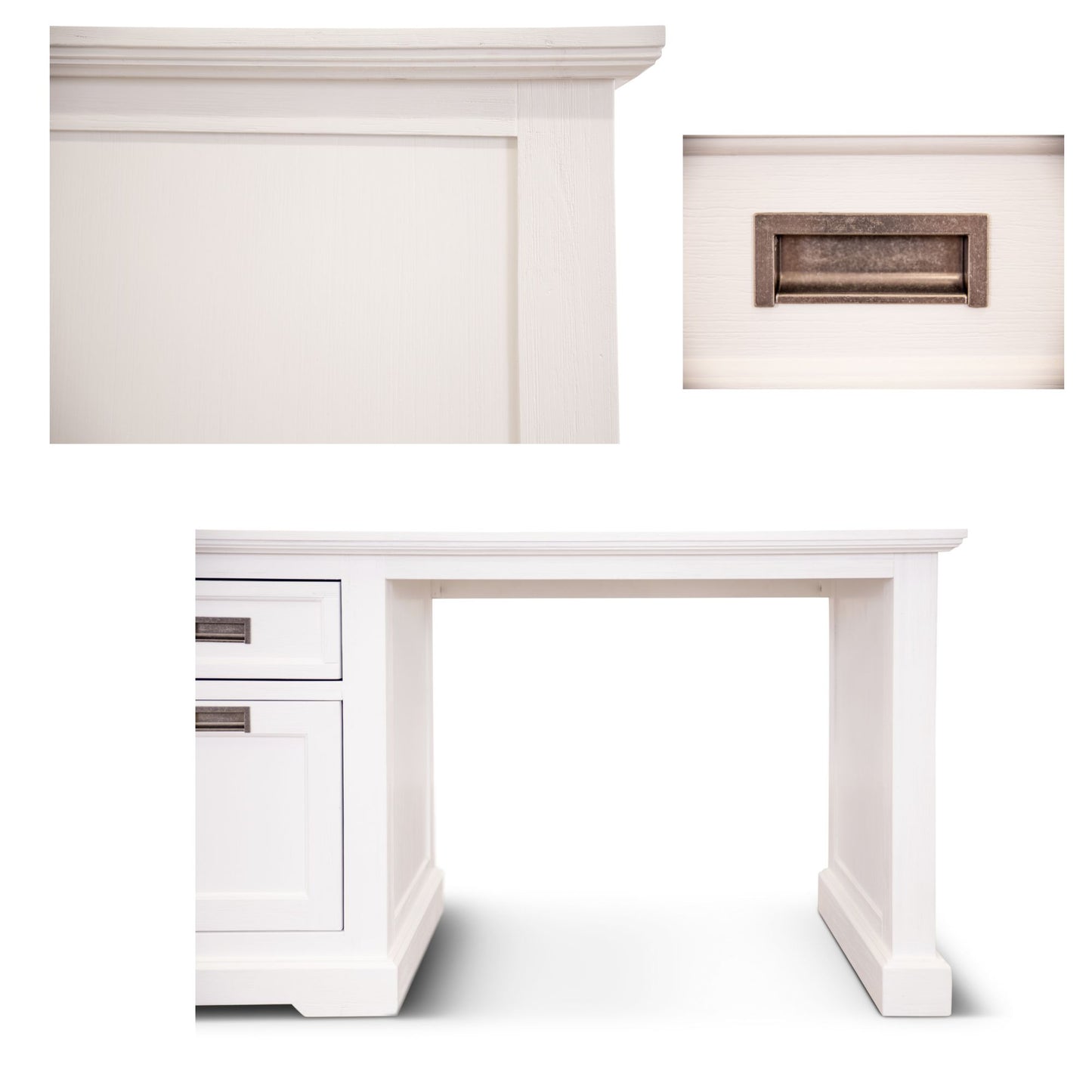 Study Computer Desk 150Cm Office Executive Table Solid Acacia Wood -White